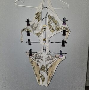 Christian Audigier White and Gold Swimsuit